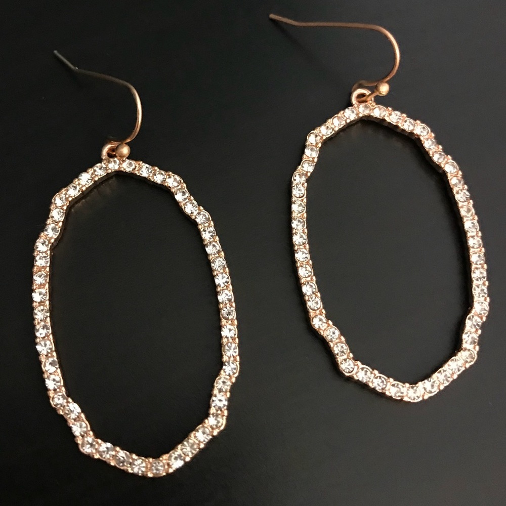 3/$20 Paved Crystal Rose Gold Silhouette Earrings